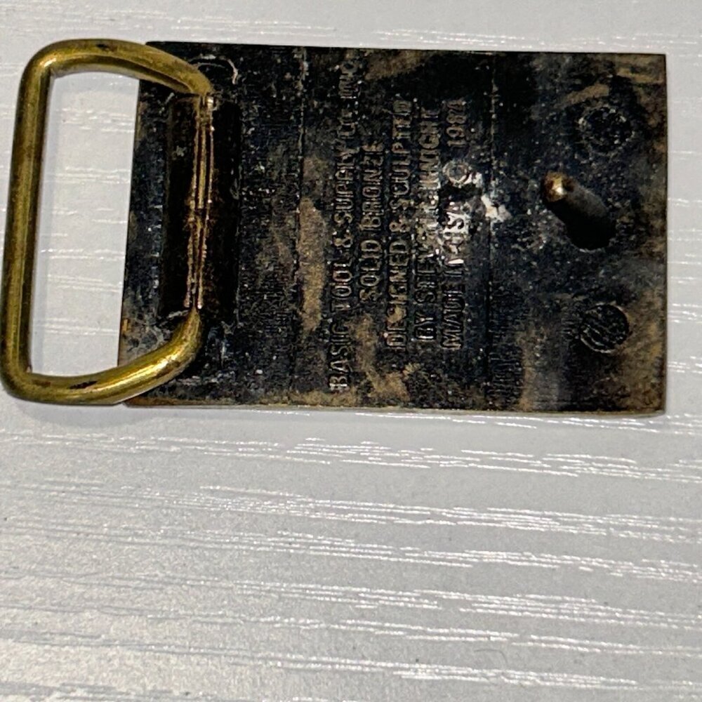 Solid Brass Duck Belt Buckle 1984 Steven H Knight Mallard Hunter 2" x 1-1/2" - Picture 4 of 6